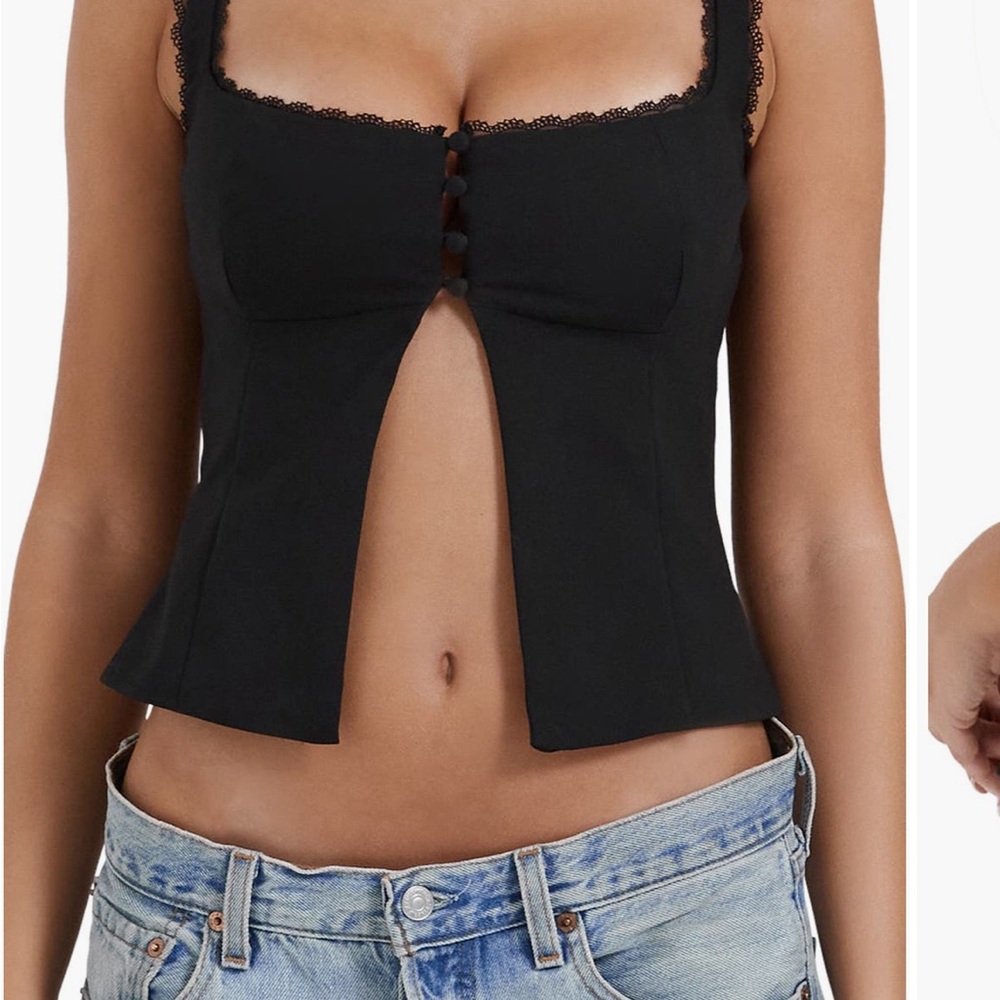 House of CB Noura lace trim top